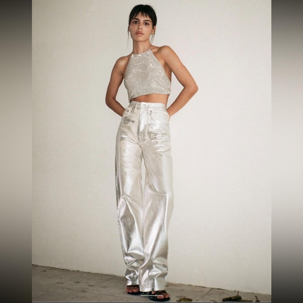 Zara metallic boyfriend jean